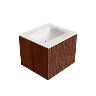 Mondiaz KURVE-DLUX Badkamermeubelset - 50x46x40cm - 1 lade - wastafel solid surface - midden - 1 kraangat - Ruby