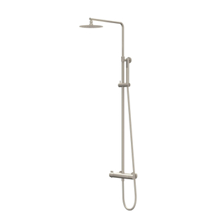 IVY Pact Ensemble douche pluie - mural - pomme de douche slim 30 cm - douchette 3 jets - Nickel brossé PVD