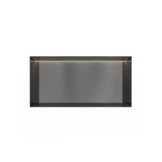 Hotbath &MORE Boîte encastrée ou niche encastrée 30x60x10cm sans cadre + LED PVD gunmetal brossé