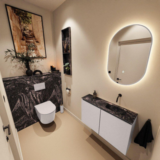 MONDIAZ TURE-DLUX Meuble toilette - 80cm - Cale - EDEN - vasque Lava - position droite - sans trou de robinet