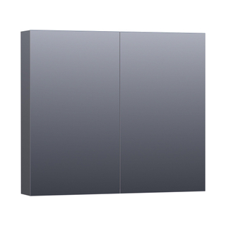 Saniclass Dual Spiegelkast - 80x70x15cm - 2 links- rechtsdraaiende spiegeldeur - MDF - hoogglans grijs