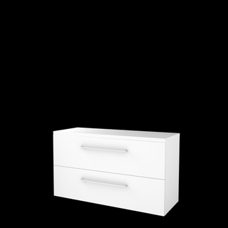 Basic-Line Start 46 ensemble de meubles de salle de bain 120x46cm avec poignées 2 tiroirs plan vasque mdf laqué blanc glacier