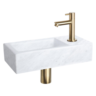 Differnz Helios Set lave-mains 37.5x18.5cm marbre robinet droit doré mat