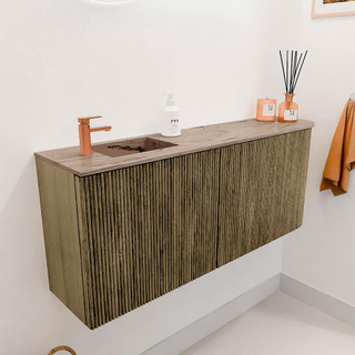 Mondiaz JOYA-DLUX 101.6cm toiletmeubel - ronding rechts kleur Dusk - Wastafel FAYE positie Links 1 kraangat kleur Arena.