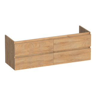 BRAUER Joy Wavy wastafelonderkast 140 4 softclose lades - greeploos - 2 sifon uitsparingen - Forest Tan