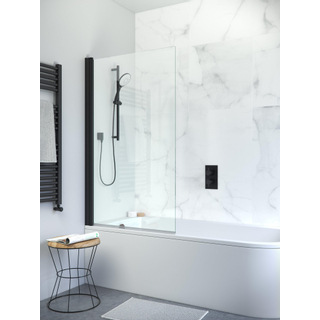 Crosswater Design New Pare-bain à 1 élément - 85x150cm - profilé - noir mat et verre clair