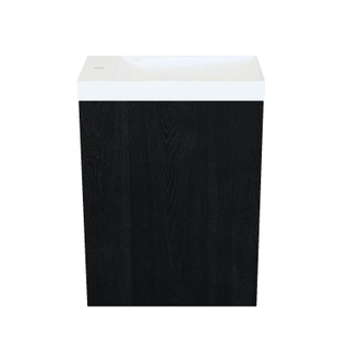 Arcqua Marble Ensemble fontaine - 40x22x54.5cm - fontaine brillant blanc - sans trop-plein - chêne noir