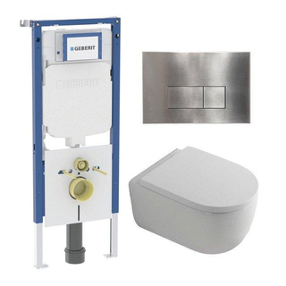 QeramiQ Dely Swirl Pack WC - 36,3x51,7cm - réservoir encastré Geberit UP720 Duofix Sigma - assise 35mm - plaque de déclenchement en acier - boutons rectangulaires - blanc brillant