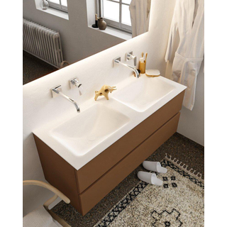 MONDIAZ VICA Ensemble de meuble salle de bain - 120cm - 2 tiroirs - lavabo Cloud double - 0 trous de robinet - solid surface rouille