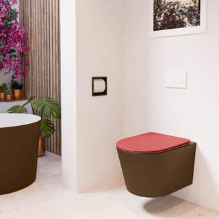 MONDIAZ LAVIE WC suspendu - 36x53cm - sans bride - Fire (rouge) - softclose - quick-release - abattant WC - Rust (marron)