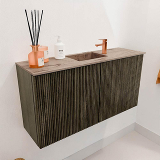 Mondiaz JOYA-DLUX Meuble de salle de bains 80cm - couleur Shadow - Vasque FAYE position Milieu 1 trou de robinet couleur Arena