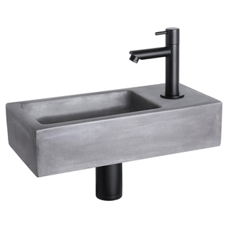 Differnz ravo ensemble de lave-mains en béton gris foncé robinet droit noir mat 38.5x18.5x9cm