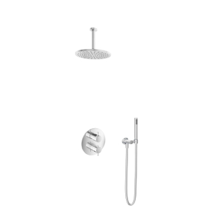 Hotbath Get Togehter douche thermostatique complet set encastrable Laddy R avec robinet d'arret 2 voies et inverseur IBS2RA chrome modèle stick bras pour plafond 15cm 25cm