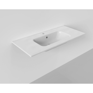 Arcqua Pakaru lavabo 101x46cm avec trop-plein 1 trou de robinet 1 vasque céramique brillant blanc