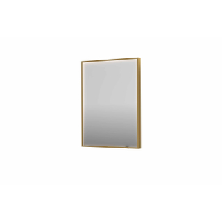 INK SP19 spiegel - 60x4x80cm rechthoek in stalen kader incl dir LED - verwarming - color changing - dimbaar en schakelaar - geborsteld mat goud