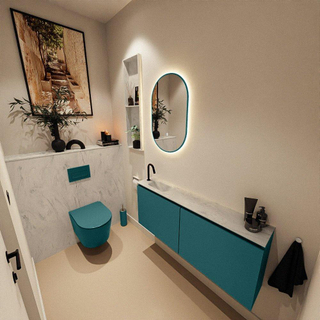 MONDIAZ TURE-DLUX Meuble toilette - 120cm - Smag - EDEN - vasque Opalo - position gauche - 1 trou de robinet