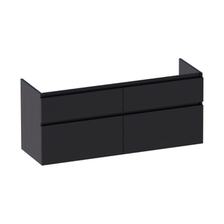 Saniclass Advance Meuble sous-lavabo 139x60x45.5cm sans poignées 4 tiroirs 2 espaces siphon MDF Black Wood