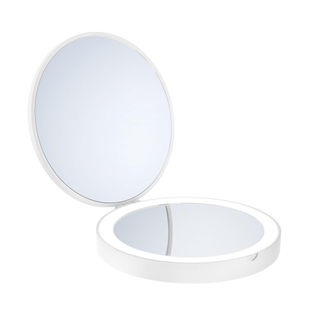 Smedbo Outline Lite Miroir de maquillage rond 12cm éclairage LED grossissant 7x blanc mat