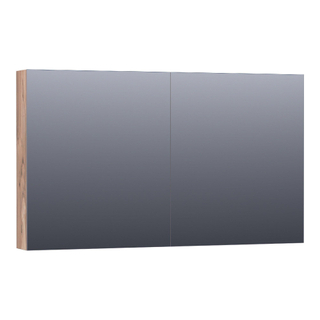 Saniclass Dual Spiegelkast - 120x70x15cm - 2 links- rechtsdraaiende spiegeldeur - MFC - Almond