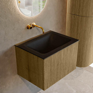 Mondiaz KURVE Ensemble de meuble salle de bain - 60x46x40cm - 1 tiroir - lavabo en solid surface - milieu - sans trou de robinet - Dusk