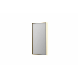 INK SP32 spiegel - 50x4x100cm rechthoek in stalen kader incl indir LED - verwarming - color changing - dimbaar en schakelaar - geborsteld mat goud