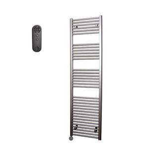 Sanicare HVS Elektrische Radiator - 172x45cm - 920W - met afstandsbediening - thermostaat - zwart - linksonder - inox look (zilver)