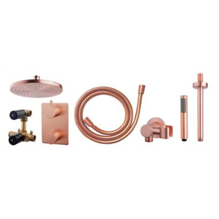 Wiesbaden Caral one-pack inbouwthermostaatset - hoofddouche rond 20cm - type 501 - geborsteld koper