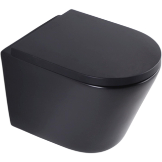 FugaFlow Eccelente Pietra Pack WC suspendu - 36,3x51,7cm - chasse profonde - sans rebord - abattant 35mm - noir mat