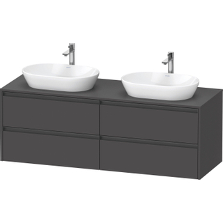 Duravit ketho meuble sous 2 lavabos avec plaque console et 4 tiroirs pour double lavabo 160x55x56.8cm avec poignées anthracite graphite mat