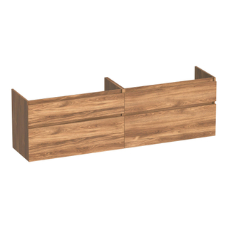 BRAUER Delight wastafelonderkast - 160x46x60cm - 4 softclose lades - greeploos - 2 sifon uitsparingen - Honey