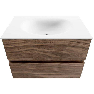 Mondiaz VICA meuble sous lavabo de salle de bains - 70cm - 2 tiroirs - lavabo Moon Talc - sans trou de robinet - Mocha