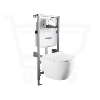 QeramiQ Salina Compact Toiletset -softclose zitting- bedieningsplaat Geberit Sigma01 chroom - wit glans