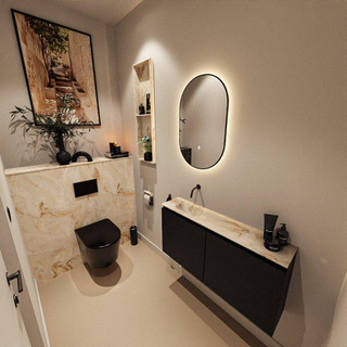 MONDIAZ TURE-DLUX Meuble toilette - 100cm - Urban - EDEN - vasque Frappe - position gauche - sans trou de robinet