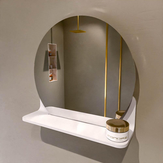 Mondiaz SPOT Badkamerspiegel - rond 40cm - spiegelplanchet - kleur Talc