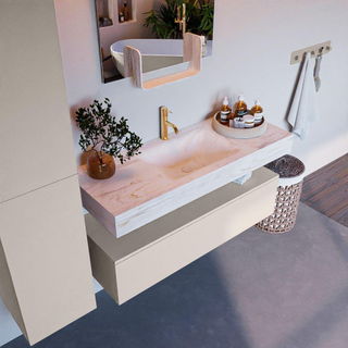 MONDIAZ ALAN - DLUX Badkamermeubelset - 120cm - onderkast - Linen - 1 lade - vrijhangende wastafel - wasbak midden - 1 kraangat - Ostra