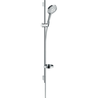 Hansgrohe Raindance Select S Unica`s Puro Ensemble barre de douche coulissante - 3 jets - Douchette PowderRain 90cm - Flexible Isiflex 160cm - Porte-savon - chrome