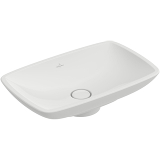 Villeroy & Boch Loop en Friends opzetwastafel met plug met keramische afdekking 58.5x38cm met overloop ceramic+ wit