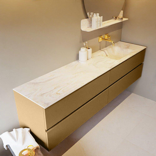 Mondiaz VICA-DLUX ensemble de meuble de salle de bain - 200cm - meuble sous-vasque oro - 4 tiroirs - lavabo encastré cloud droite - sans trous de robinet - miroir modèle spot - version XL 60cm de haut - ostra