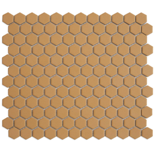 The Mosaic Factory Hexagon mozaïektegel - 26x30cm - wand en vloertegel - Zeshoek/Hexagon - Porselein Tuscany Gold Mat