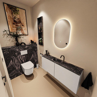 MONDIAZ TURE-DLUX Meuble toilette - 120cm - Linen - EDEN - vasque Lava - position centrale - 1 trou de robinet