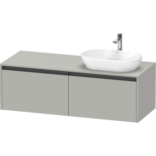 Duravit ketho 2 meuble sous lavabo avec plaque console avec 2 tiroirs pour lavabo à droite 140x55x45.9cm avec poignées anthracite béton gris mat