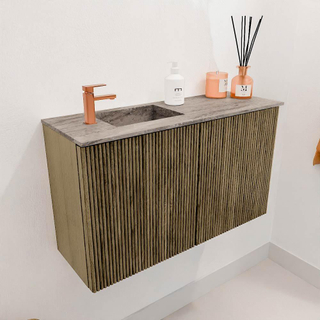Mondiaz JOYA-DLUX 70cm toiletmeubel - kleur Dusk - Wastafel FAYE positie Links 1 kraangat kleur Oza.