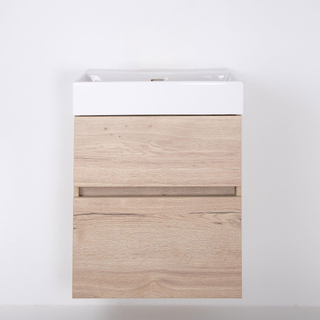 Saniclass Aurora Ensemble de meuble - 60cm - 2 tiroirs - lavabo céramique - sans trou de robinet - blanc - roble luz