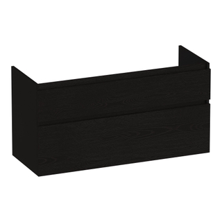 BRAUER Delight wastafelonderkast - 120x46x60cm - 2 softclose lades - greeploos - 2 sifon uitsparingen - Timber Black