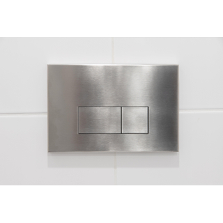 QeramiQ Push Metal Bedieningsplaat - voor Geberit UP320 inbouwreservoir - dualflush - rechthoekige knoppen - metaal RVS OUTLETSTORE