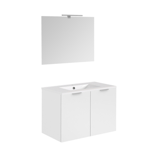 Allibert euro pack ensemble de meubles de salle de bain avec miroir 80x55cm 2 portes blanc brillant