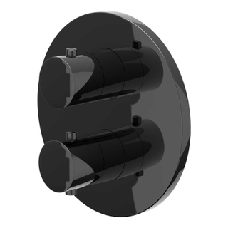 IVY Bond Partie de finition - pour thermostat encastrable - inverseur 2 voies avec arrêt - rosace ronde - Chrome noir PVD