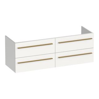 BRAUER Trust wastafelonderkast 140 excl. opbouwgrepen 4 softclose lades en 2 sifon uitsparingen - mat wit