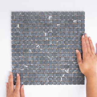 The Mosaic Factory Natural Stone mozaïektegel - 30.2x30.2cm - wand en vloertegel - Vierkant - Marmer Nero Anticato Mat