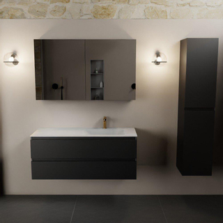 Mondiaz AIVY Ensemble de meuble - 120x45x50cm - 1 trou de robinet - 1 vasque Urban Solid surface - Droite - 2 tiroirs - avec armoire de toilette - MDF Urban